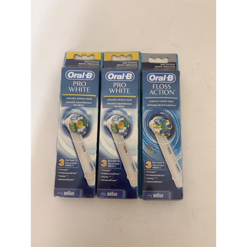 Oral-B Pro White Floss Action Replacement Brush Heads 3 Pack 9 total Triumph